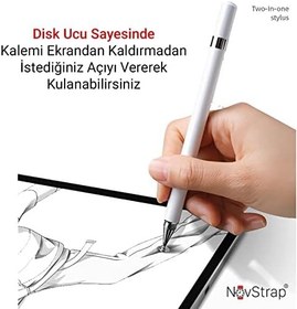 Resim NovStrap Samsung Galaxy Tab A9 Sm-X110 A9 Plus Sm-X210 ile Uyumlu 2in1 Dokunmatik Tablet Kalemi Stylus 
