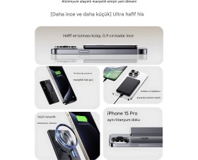 Resim Cepini 5000MAH Ultra Slim Hafif Powerbank - Güçlü Magsafe - 15W Hızlı Şarj - Taşınabilir Batarya 