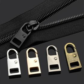 Resim Kış ceketleri ve botlar için uygun, 0.06 inç (1.6 mm) küçük toka çapına sahip, 4/10 adet altın fermuarlar için sağlam fermuar çekme halkası tamir aparatı. El çantaları ve valizler için bagaj yay kilitleri, siyah renkte, fermuar başlıkları, fermuar aksesuarları, evrensel tasarım. 