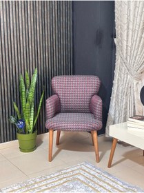 Resim COLORMIX Crowbar Berjer Tekli Koltuk -cafe-ofis-balkon-teras-bahçe- Kazayağı Bordo kumaş-kahverengi ayak 