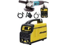 Resim Dragro Germany Technology Çift Kartlı 200 Amper Invertör Kaynak MAKINASI-SARI-3000W Taşlama 2li Set 