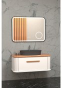 Resim Casse 100 Cm Antrasit Lavabolu Banyo Dolabi - Beyaz / Kayin Çok Renkli 