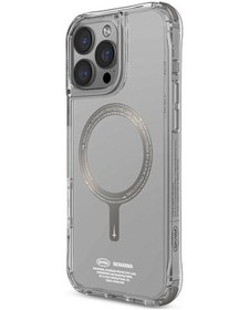 Resim İphone 16 Pro Skinarma Saido Prime Kılıf Magsafe Şarj Özellikli Şeffaf Airbag Tasarımlı Titanyum 