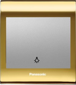 Resim Viko Panasonic Thea Blu Light Anahtar, Çerçeve Gold+dore, Kapak Metalik Beyaz 