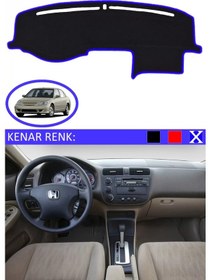 Resim Torpido Koruma Halısı Siyah Kenar Renk Mavi Honda Civic Vtec2 2003-2005 İle Uyumlu 