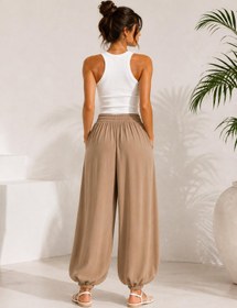 Resim A60066 Aguaje Beli Lastikli Şalvar Pantolon / CAMEL 