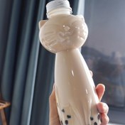 Resim Sevimli 500ml Kedi Temalı Şişe - Süt Çayı & Meyve Suyu için Mükemmel, Dayanıklı PET Plastik, Sevgililer Günü Hediyesi için İdeal, Kokulu Boncuklar için Depolama Alanı, Kedi Aksesuarları 