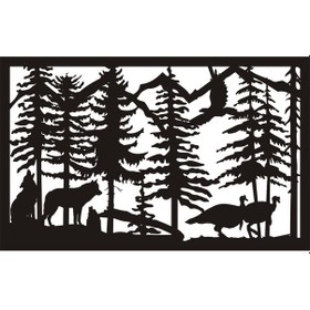 Resim Kurtlar Hindiler Ve Orman Temalı Oto Motor Laptop Duvar Folyo Sticker 30x18 Cm 