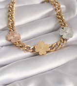Resim Genel Markalar 316L Çelik Gold Renk Zincir Model 3'lü Renkli Çiçek Figür Kadın Bileklik 