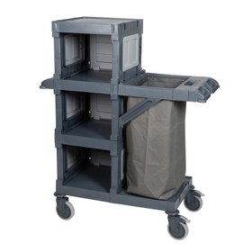 Resim UTP Professional AC2401 Alfacart 3 Katlı Kat Arabası, 1 Çöp Bölmeli, 119x57x145 cm 