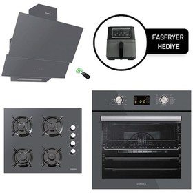 Resim Luxell B66-SGF3 - 40 TAHDF - DA-835 Gri Ankastre Set + LXAF-01 FastFryer Sıcak Hava Fritözü 