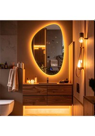 Resim Fracturavision Amber Led'li Lavabo & Banyo Aynası Dokunmatik Sensörlü 90 X 60 Turuncu 