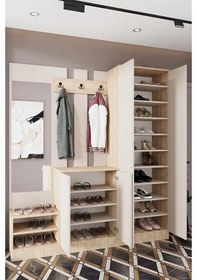 Resim Evora-17 188 Cm Lüks, Mdf Vestiyer Portmanto Dolabı. Vizon 