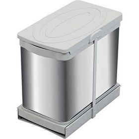 Resim P-9455 12+12 Litre Gri Teleskopik Raylı Paslanmaz Çöp Kovası P-9 Antrasit - Gri 