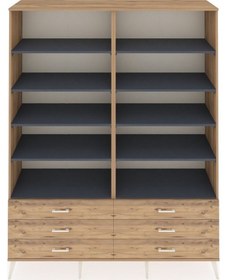 Resim Hyperion Gardrop 10 Raflı 6 Çekmeceli 176x44x221 Çam-antrasit/çam Antrasit/çam 