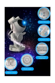Resim PREPARE Astronot Galaksi Işık Projektörü Led Işıklı Gece Lambalı Yıldızlı Bluetooth Hoparlör Müzik Çalar 