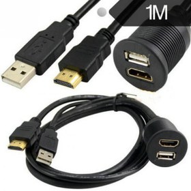 Resim USB2.0+HDMI Uzatma Kablosu - Panel Tipi - Yuvarlak - 1.8 Metre 
