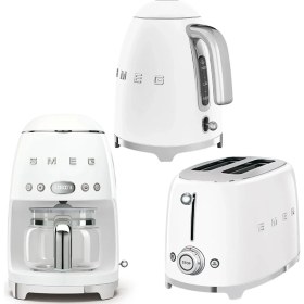 Resim smeg Smeg 50's Style Beyaz Kettle - 1x2 Ekmek Kızartma Makinesi ve Filtre Kahve Makine Seti Klf-Tsf-Dcf 