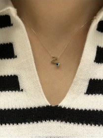 Resim Altın Nazar Boncuklu Z Harfli Zincir Sarı 