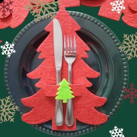 Resim Tasarım Çam Ağacı Yılbaşı Temalı, Kaşıklık 6 Adet 