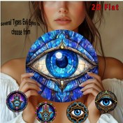 Resim 2D Düz, 1 Adet 20.32cm x 20.32cm Alüminyum Nazar Boncuğu Duvar Plaketi - Su Geçirmez Retro Mavi & Altın Dekoratif Ev, Bahçe, Yatak Odası İçin Koruyucu Şans Tılsımı Hediyesi, Stilize Göz Tasarımı, Canlı Renkler, 2D Düz 