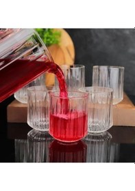 Resim Kapris 6'lı Cam Bardak Kap-042 