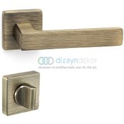 Resim Fosil Rozetli Kapı Kolu Antik Bronz - Wc 