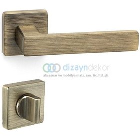 Resim Fosil Rozetli Kapı Kolu Antik Bronz - Wc 