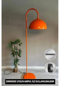 Resim Dimmerli Işığı Ayarlanabilen Işığı Artırılıp Azaltılabilen Turuncu 6901 Hareketli Başlık Metal Lambader Turuncu 