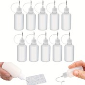 Resim Reçine Kalıpları için 10 adet 10ml Hassas Uçlu Aplikatör Şişeler - El Sanatları Renk Uygulaması için Oval Plastik İğne Sıkma Şişeler 
