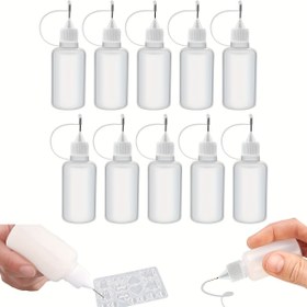 Resim Reçine Kalıpları için 10 adet 10ml Hassas Uçlu Aplikatör Şişeler - El Sanatları Renk Uygulaması için Oval Plastik İğne Sıkma Şişeler 