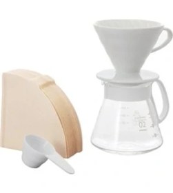 Resim Hario V60 02 Coffee Maker (White Ceramic) - Harıo V60 02 Kahve Demleme Seti (Beyaz Seramik) 