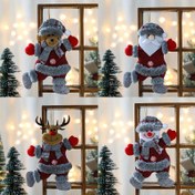 Resim 1 adet Bayramlık Noel Peluş Asılabilir Süs - Geyik, Ayı, Noel Baba veya Kardan Adam Bebek, Kırmızı Atkı ve Kar Tanesi Tasarımı, Polyester Malzeme, Tatil Ağacı ve Pencere Süslemeleri için Mükemmel, Mevsimlik Dekorasyon | Klasik Noel Teması | Polyester Ayıcık, Noel Süsleri 