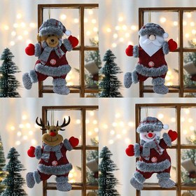 Resim 1 adet Bayramlık Noel Peluş Asılabilir Süs - Geyik, Ayı, Noel Baba veya Kardan Adam Bebek, Kırmızı Atkı ve Kar Tanesi Tasarımı, Polyester Malzeme, Tatil Ağacı ve Pencere Süslemeleri için Mükemmel, Mevsimlik Dekorasyon | Klasik Noel Teması | Polyester Ayıcık, Noel Süsleri 