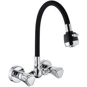 Resim Vilas Akdeniz Duvardan Siyah Esnek Boru Fonksiyonlu Eviye Batarya 