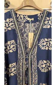 Resim Park Moda Desenli Uzun Kap Kimono Kaftan %100 Pamuk 