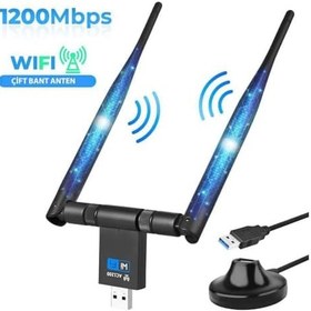 Resim DailyTech Wifi Adaptör Kablosuz Çift Antenli 1200Mbps USB 3.0 5G 2.4 Ghz 