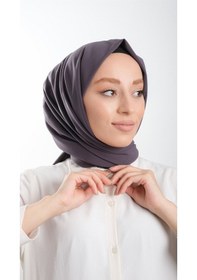 Resim Hürrem Bone Violet Düz Klasik Şal Medine Ipeği Sade 202103_21 