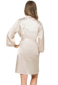 Resim AHU Fildişi Kısa Saten Bride Sabahlık 