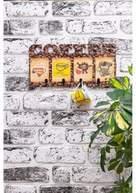 Resim Deepcraft Duvar Askılığı 4 Askılı Doğal Ahşap Uv Baskılı Coffee Kahve 