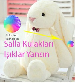 Resim Led Işıklı. Uyku Arkadaşı Uzun Kulak Bunny Peluş Tavşan 65Cm Beyaz 