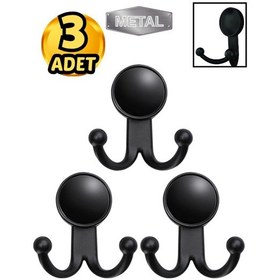 Resim Metal Boncuk Askı Siyah Duvar Tipi 3 Lü Siyah 
