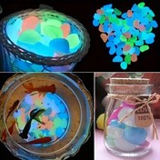 Resim 101 Adet Karanlıkta Parlayan Çakıl Seti - DIY Bahçe, Akvaryum & Dış Mekan Dekoru için Luminous Reçine Taşlar - Pil Gerektirmez, Yaz Partisi Dekoru, Çeşitli Şekiller, Avlu Yolu Dekoru 