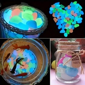 Resim 101 Adet Karanlıkta Parlayan Çakıl Seti - DIY Bahçe, Akvaryum & Dış Mekan Dekoru için Luminous Reçine Taşlar - Pil Gerektirmez, Yaz Partisi Dekoru, Çeşitli Şekiller, Avlu Yolu Dekoru 