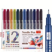 Resim 12/24 Renkli Mikron Grafik Geri Çekilebilir Kalem - Ekstra İnce Uç 0.5mm/0.197in, Su Geçirmez, Hızlı Kuruyan Mürekkep, Toksik Olmayan, Kolay Tutuşlu - Öğrenciler ve Sanatçılar İçin Uygun 