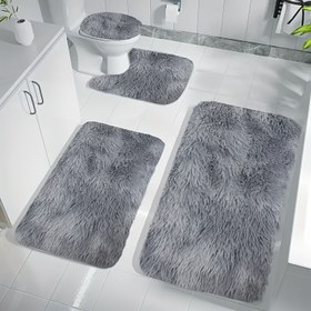 Resim İki Parça Lüks Tie-Dye Yumuşak İç Mekan Halıları, Şık Dikdörtgen Tasarım, Banyo ve Ev Dekorasyon Alanları için U-Şekilli, Banyolar, Tuvalet Girişleri, İç Oda Kapıları için Uygun 
