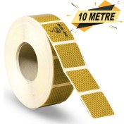 Resim Badem10 Tüvtürk Onaylı Reflektörlü Reflektif Fosforlu Şerit Bant Kesikli Sarı İkaz Bandı (10 METRE) 