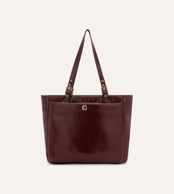 Resim Minore Kırışık Vişne Deri Gold Bebek Çantası 