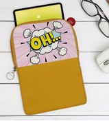 Resim Bk Gift Gift Pop Art Tasarımlı Taşınabilir Koruyucu Tablet Kılıfı & Organizer Çanta - Sarı-1 