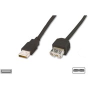 Resim AK-300202-050-S USB 2.0 Uzatma Kablosu, USB A, Erkek - USB A Dişi, AWG 28, 5 metre, USB 2.0 uyumlu, UL, siyah renk 